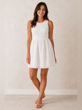 Old Navy White Eyelet Fit & Flare Dress Size 0 Bridal Shower Summer